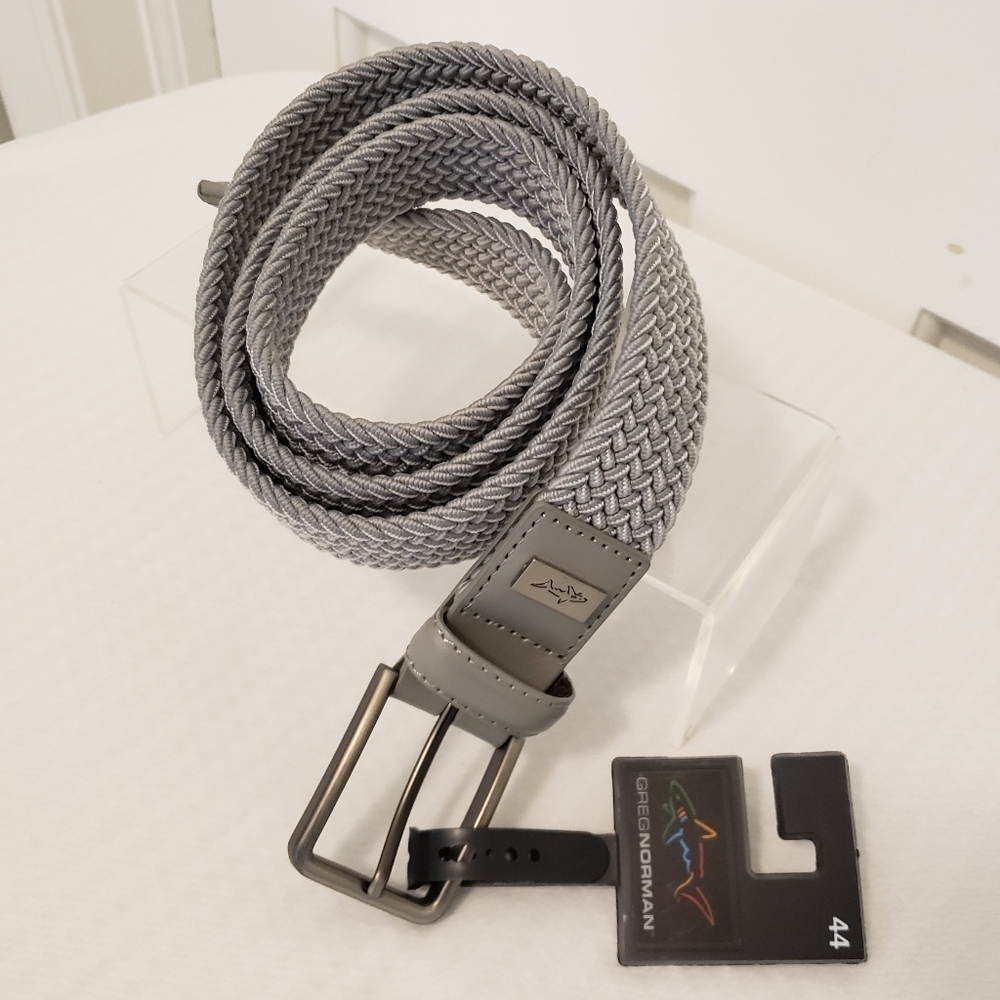 NWT Greg Norman Two Tone Braided Stretch Belt Size 44, Retail $40, Athlesiure